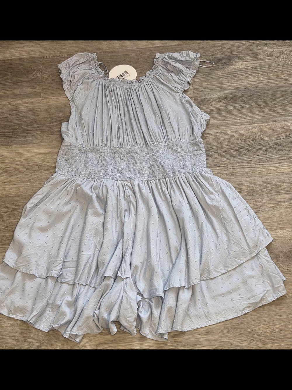 Princess Polly Light Blue Off-Shoulder Smocked Romper - Picture 4 of 10